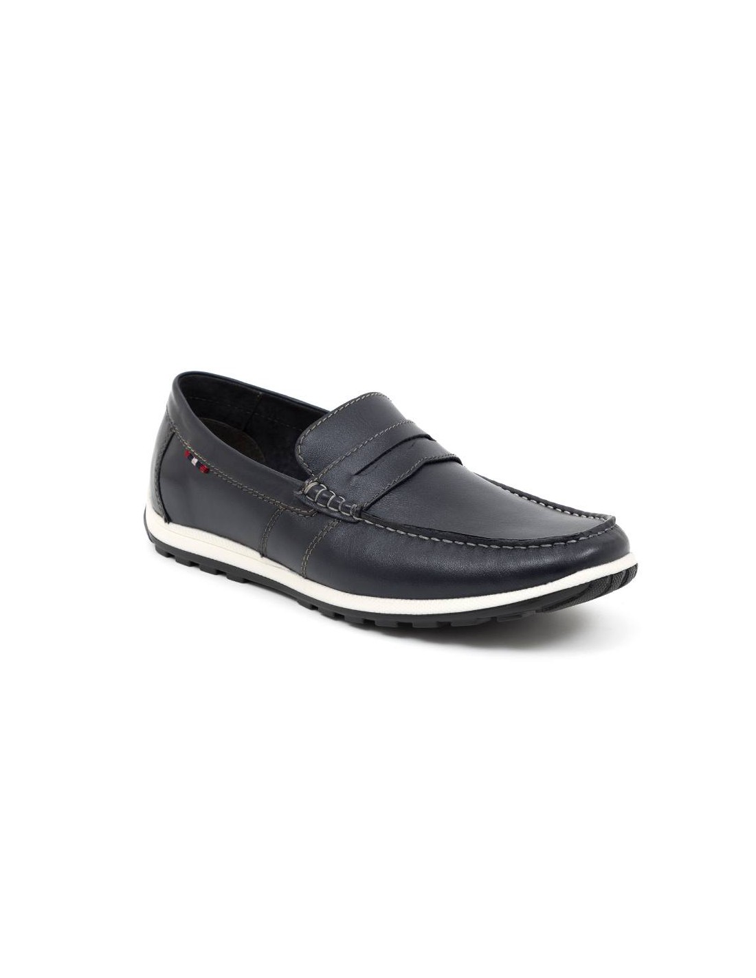 ortiz & reed Mocasín de piel con antifaz color azul MEGOR-BLUE Ventas relámpago
