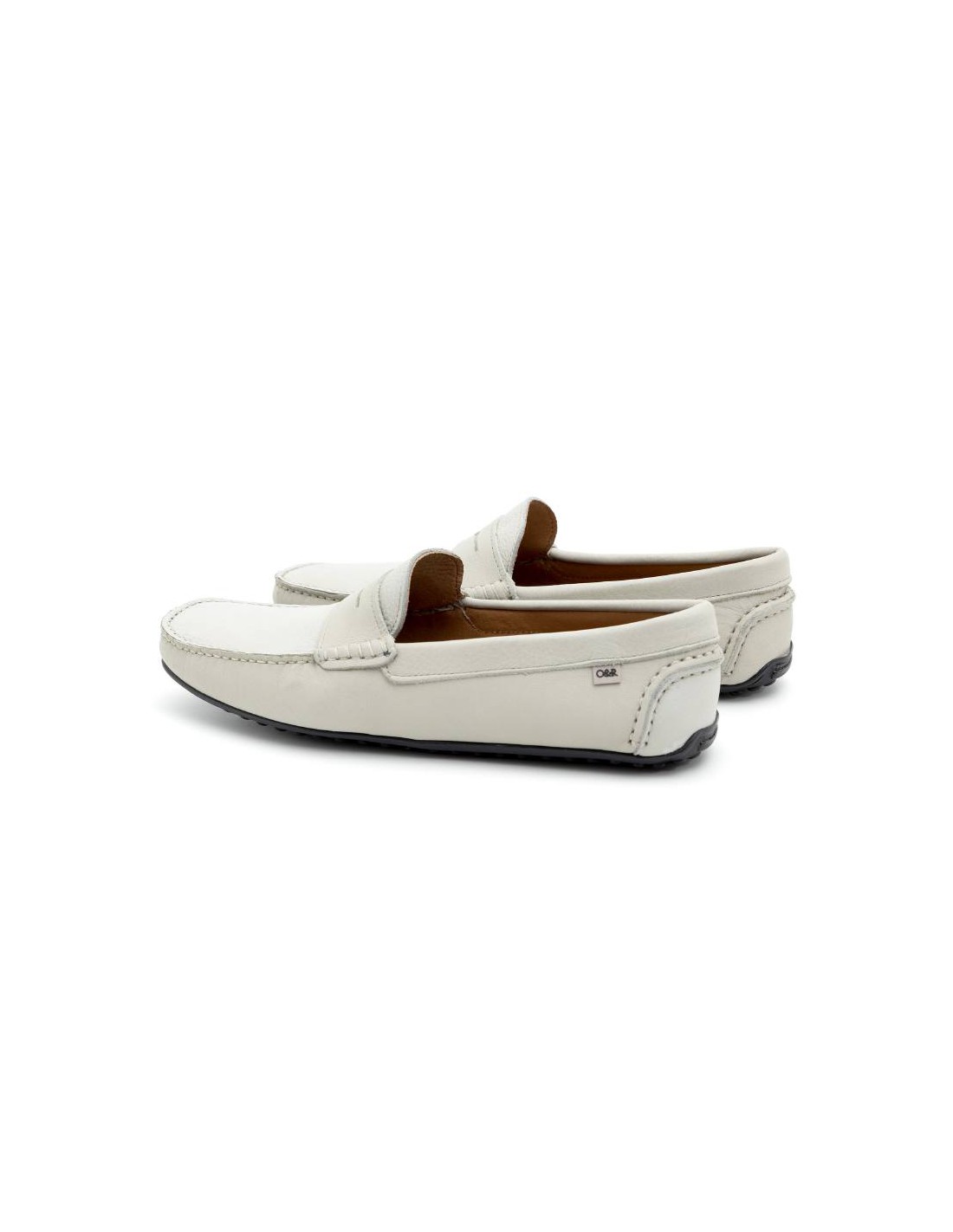 ortiz & reed Mocasín de piel con antifaz color blanco EDWARD-HIELO Liquidación