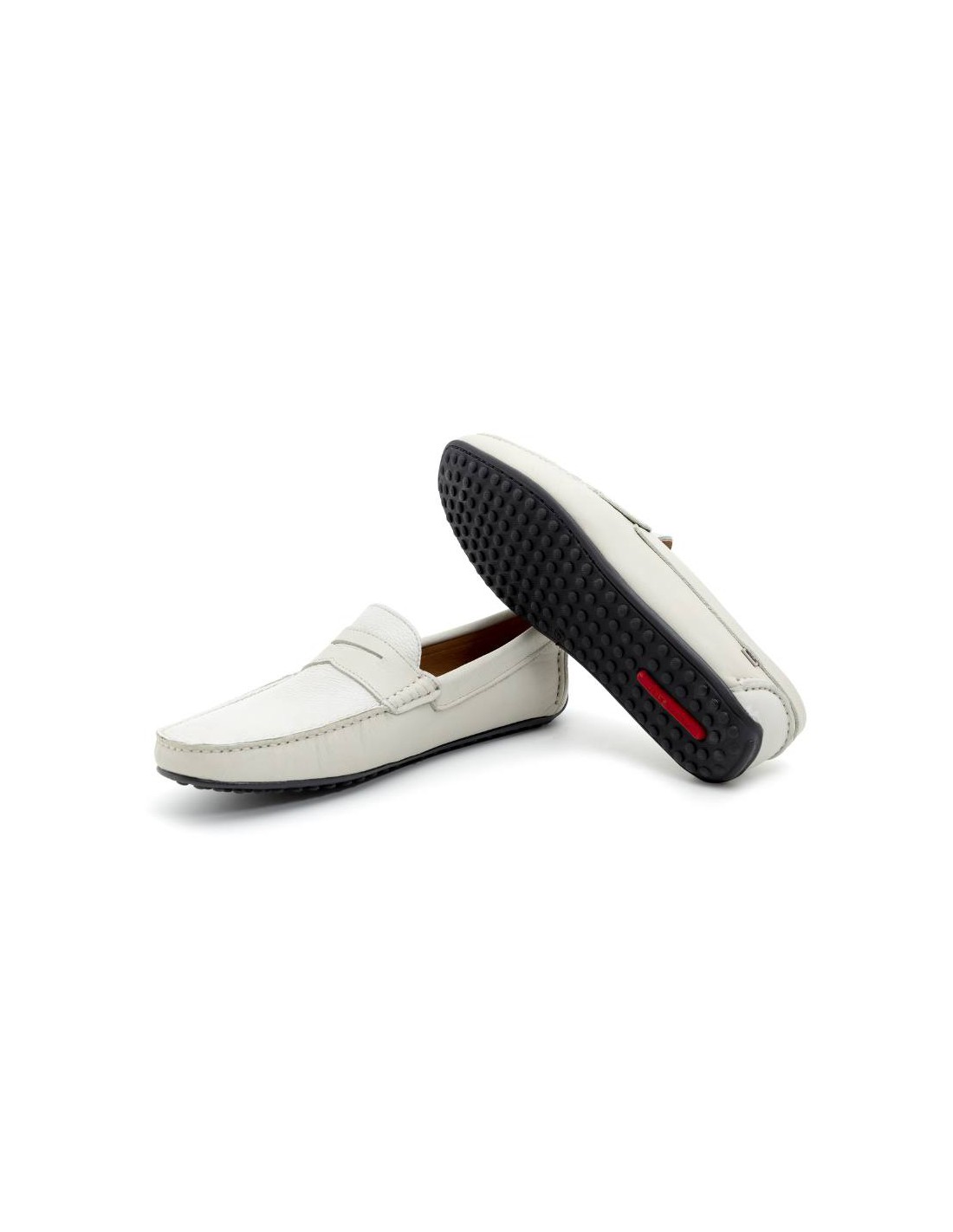ortiz & reed Mocasín de piel con antifaz color blanco EDWARD-HIELO Liquidación