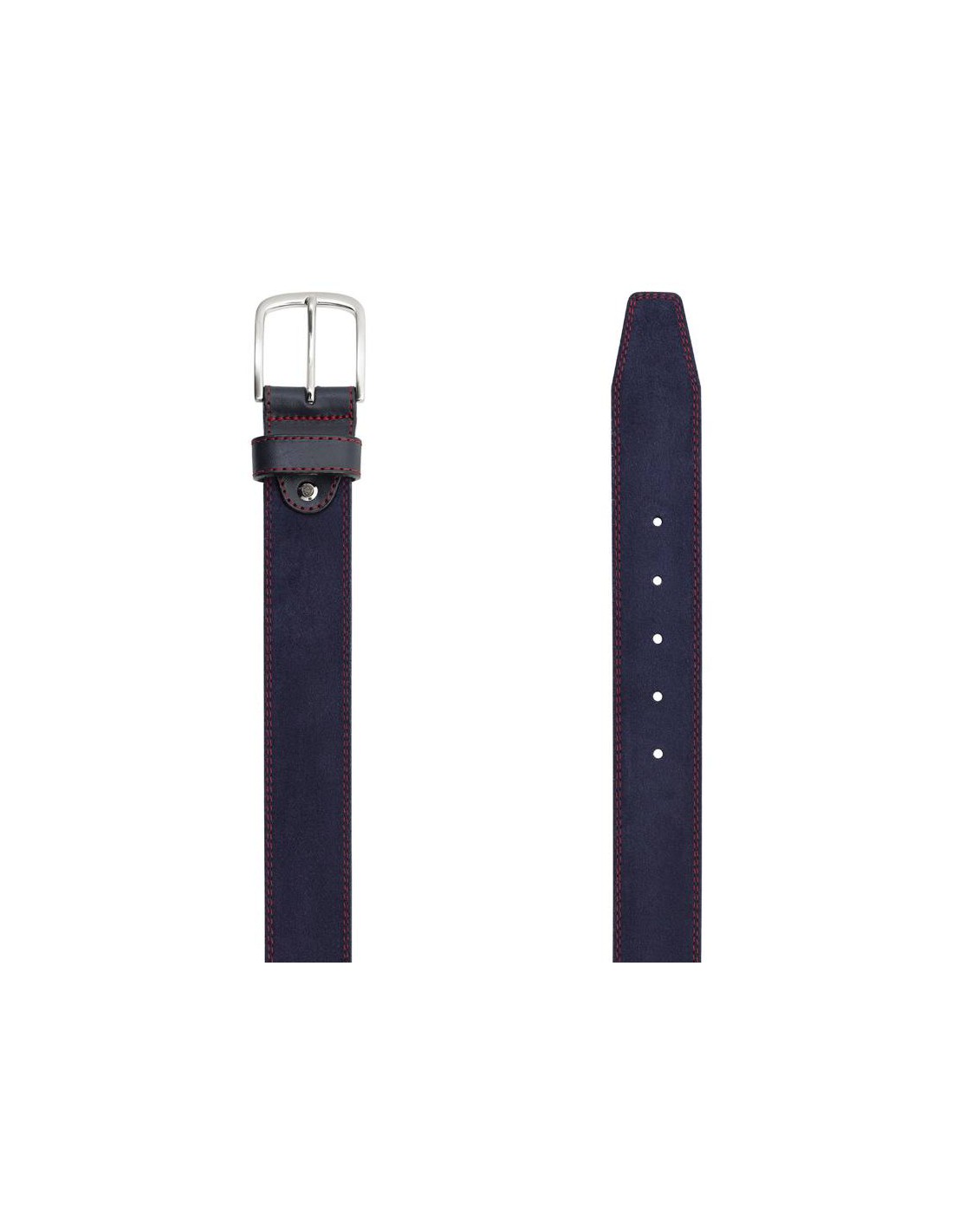 ortiz & reed Cinturón de ante cosido artesano color azul B-SENAT-AZUL Oferta especial de fábrica
