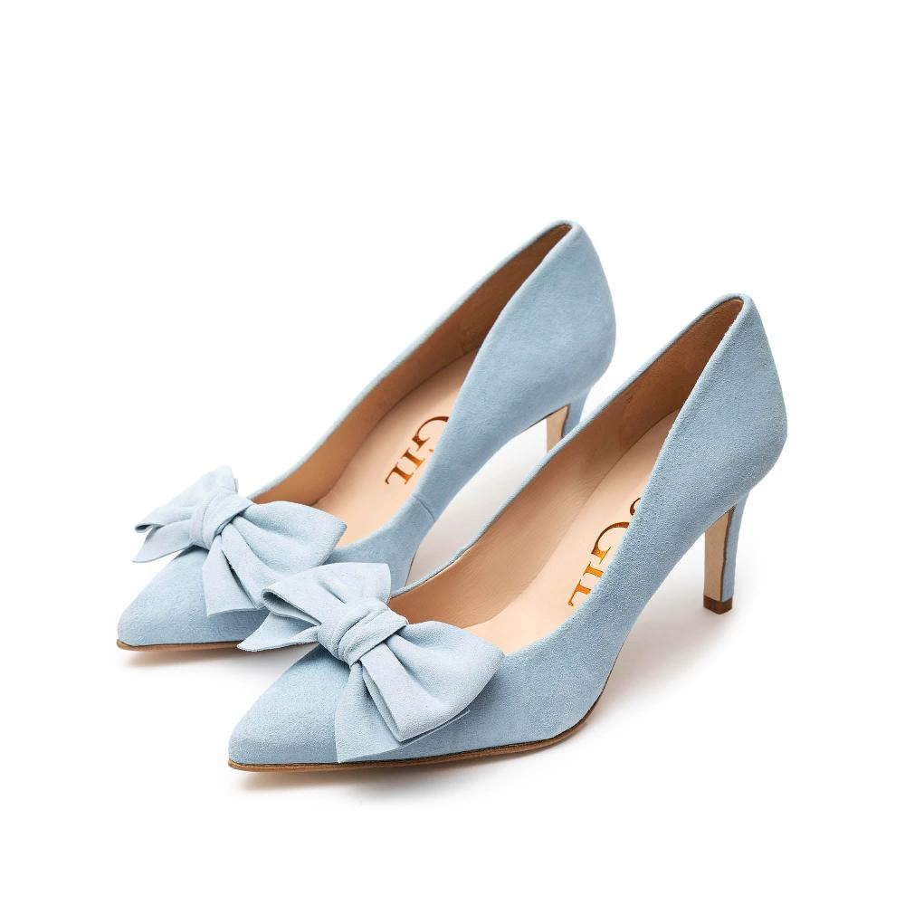 paco gil LYRA AZURE SUEDE BOW Oferta especial de fábrica