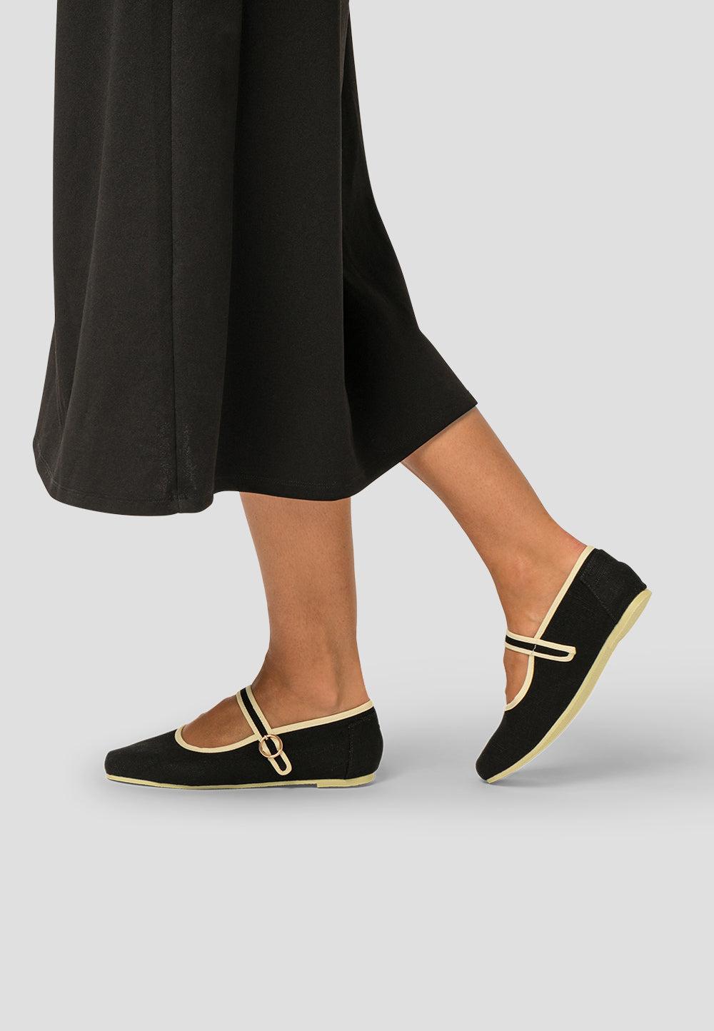 paez MARY JANE LINEN BLACK Outlet