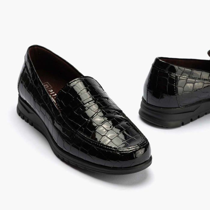 ﻿pitillos Mocasín en Coco mujer color negro Tienda de fábrica