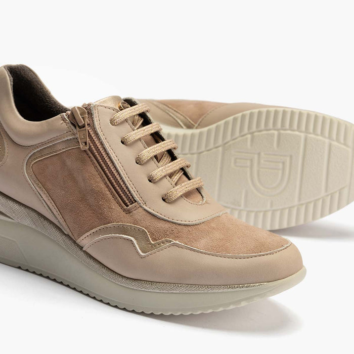 pitillos Zapato Deportivo Napa con Cremallera mujer color piedra Libre de impuestos