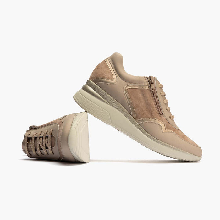 pitillos Zapato Deportivo Napa con Cremallera mujer color piedra Libre de impuestos