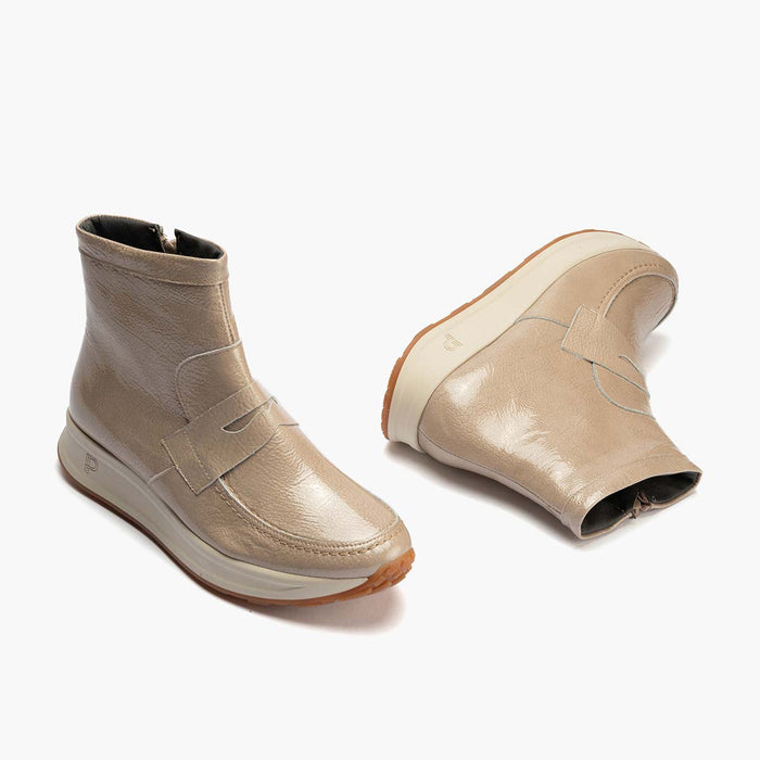 pitillos Botín Charol para mujer color piedra Oferta exclusiva