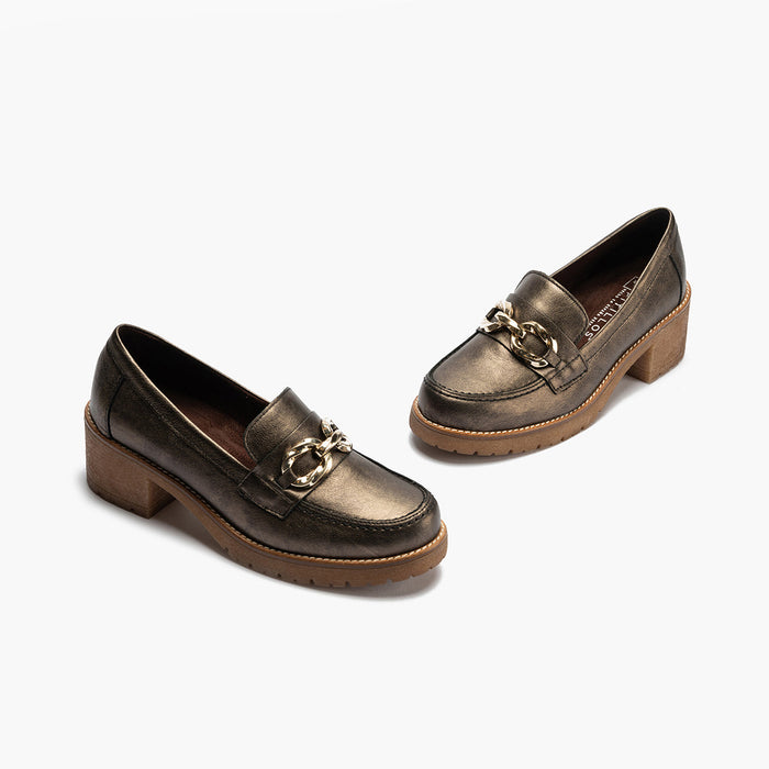 pitillos Mocasín en Laminado mujer color bronce Ofertas de temporada