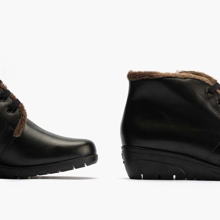 pitillos Botín con Pelo de mujer color negro Ofertas especiales