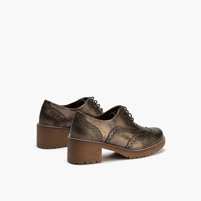 pitillos Zapato Inglés en Laminado de mujer color bronce Grandes ahorros