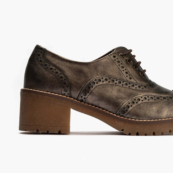 pitillos Zapato Inglés en Laminado de mujer color bronce Grandes ahorros