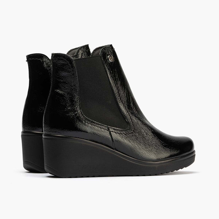 pitillos Botín Chelsea en Charol para mujer color negro Rebajas de fin de temporada