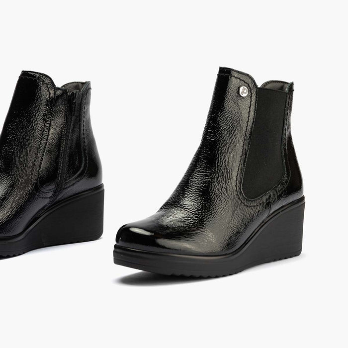 pitillos Botín Chelsea en Charol para mujer color negro Rebajas de fin de temporada