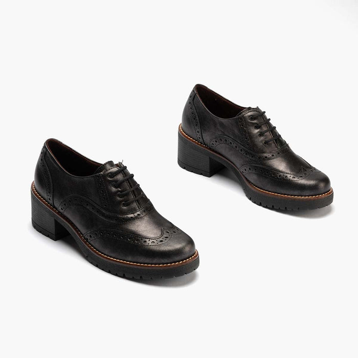 pitillos Zapato Inglés en Laminado para mujer color antracita Precio ultrabajo
