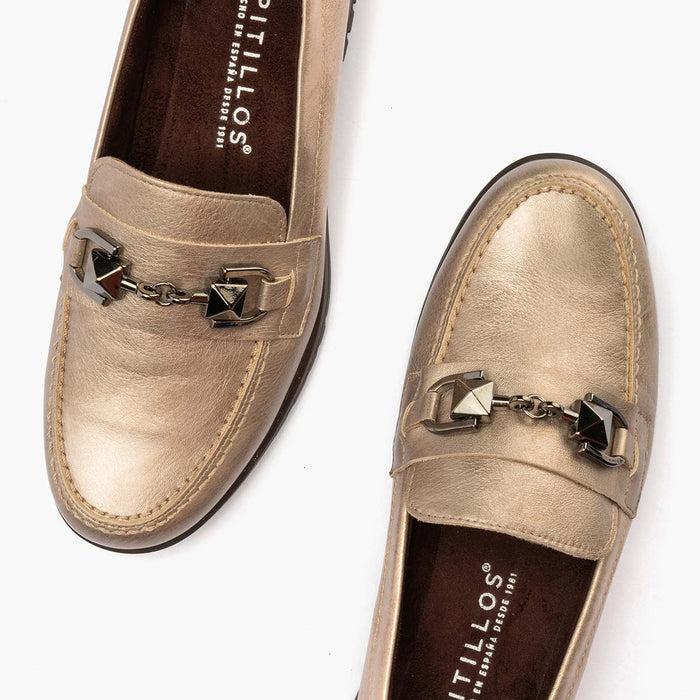 pitillos Mocasín con Adorno de mujer color piedra Rebajas