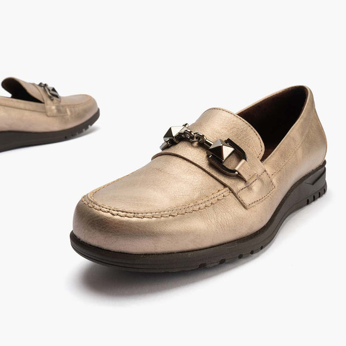 pitillos Mocasín con Adorno de mujer color piedra Rebajas