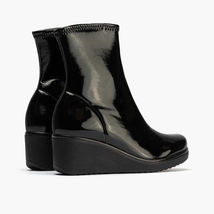 pitillos Botín Charol Strech de mujer color negro Envío gratis