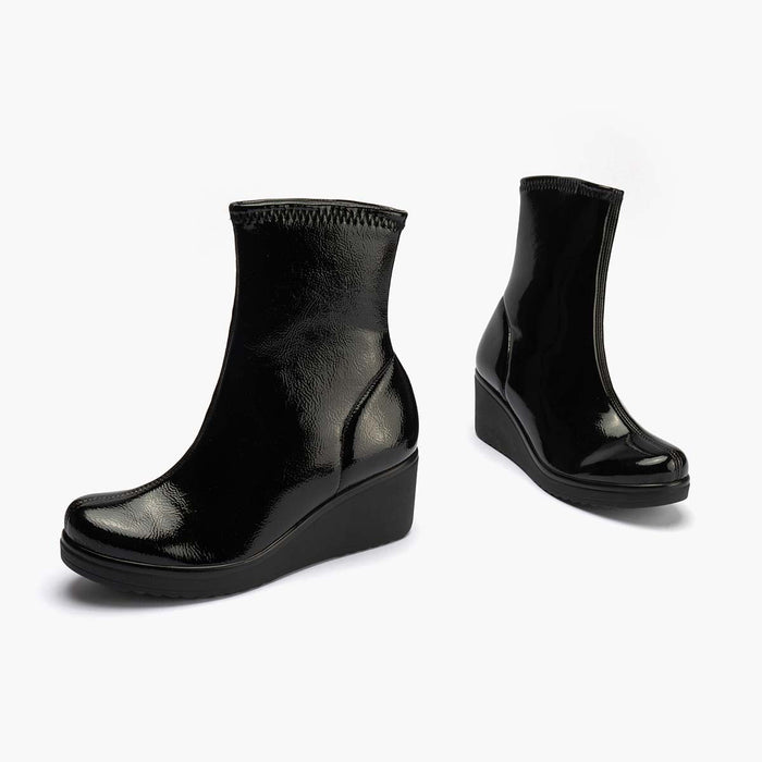 pitillos Botín Charol Strech de mujer color negro Envío gratis