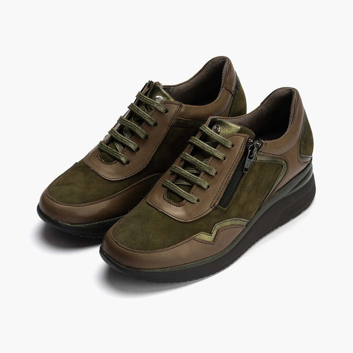 pitillos Zapato Deportivo Napa con Cremallera de mujer color kaki COMPRAR AHORA