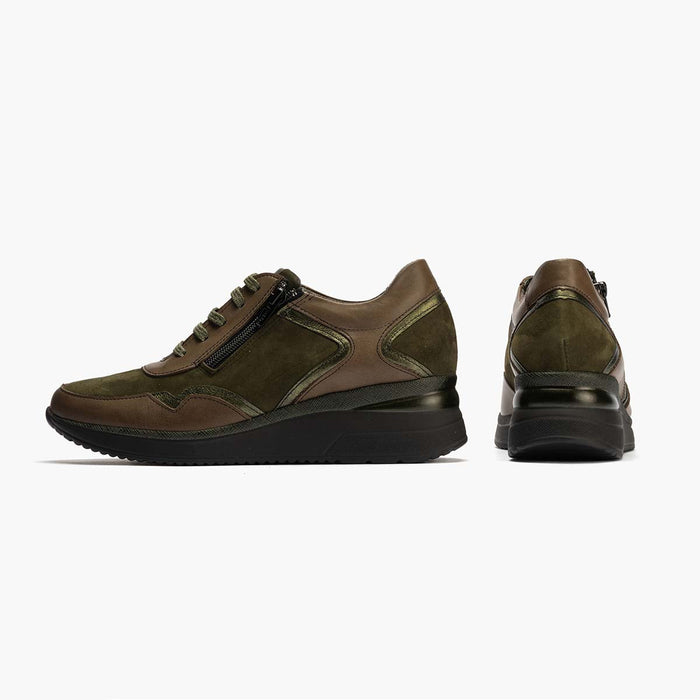pitillos Zapato Deportivo Napa con Cremallera de mujer color kaki COMPRAR AHORA