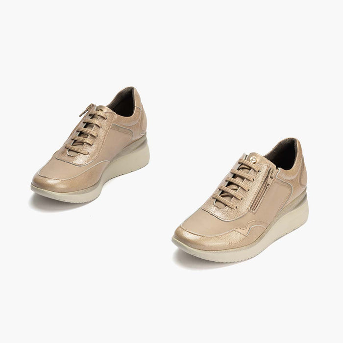 pitillos Zapato Deportivo Charol con Cremallera para mujer color piedra ÚLTIMAS EDICIONES