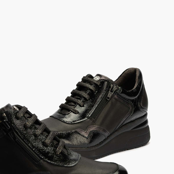 pitillos Zapato Deportivo Charol con Cremallera para mujer color negro Último día
