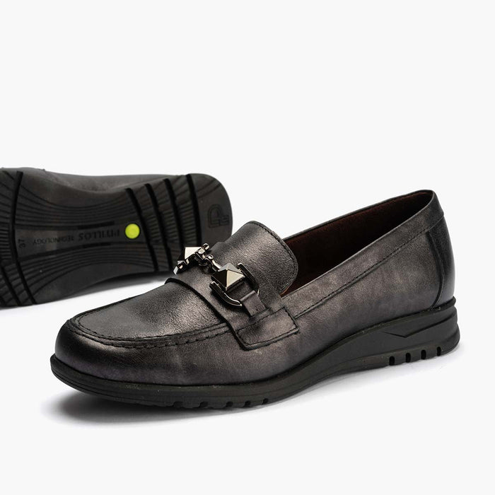 pitillos Mocasín con Adorno mujer color antracita Oferta especial de fábrica