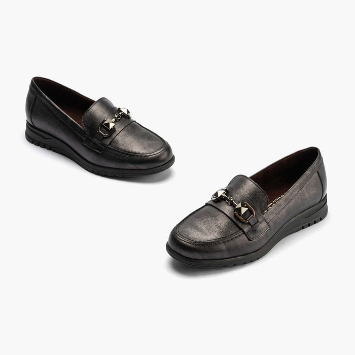 pitillos Mocasín con Adorno mujer color antracita Oferta especial de fábrica