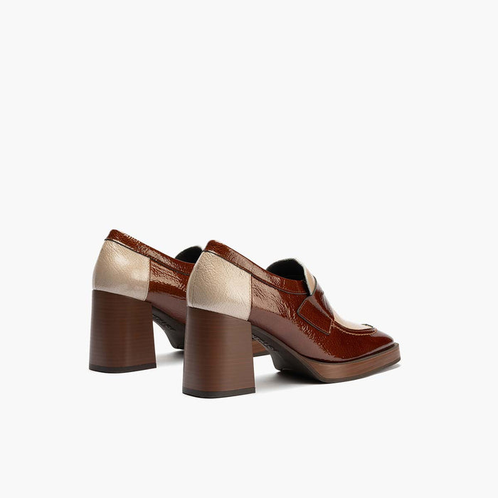 pitillos Zapato Abotinado Bicolor de mujer color cuero/piedra Grandes descuentos