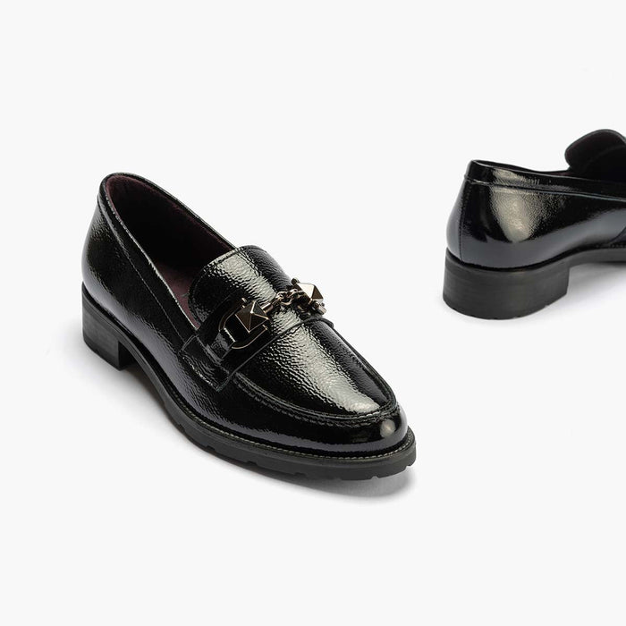 pitillos Mocasín Adorno de mujer color negro Rebajas