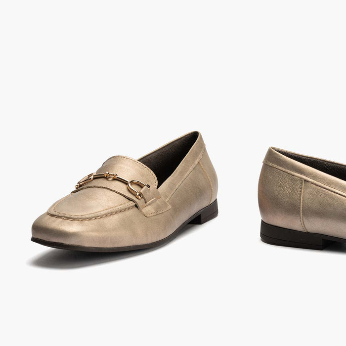 pitillos Mocasín Laminado mujer color piedra En oferta