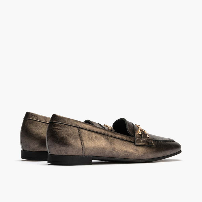 pitillos Mocasín Laminado para mujer color bronce Gran oferta