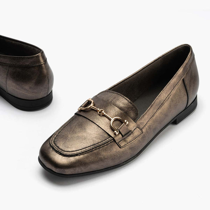 pitillos Mocasín Laminado para mujer color bronce Gran oferta