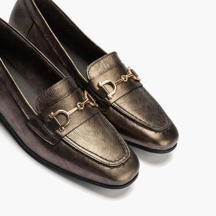 pitillos Mocasín Laminado para mujer color bronce Gran oferta
