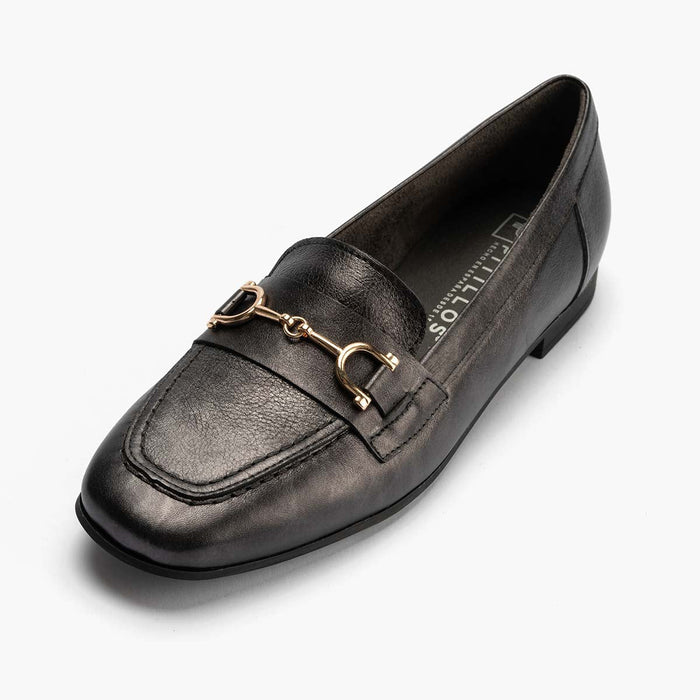 pitillos Mocasín Laminado mujer color antracita Rebajas baratas