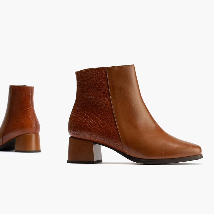 pitillos Botín Combinado de mujer color cuero Tienda de fábrica
