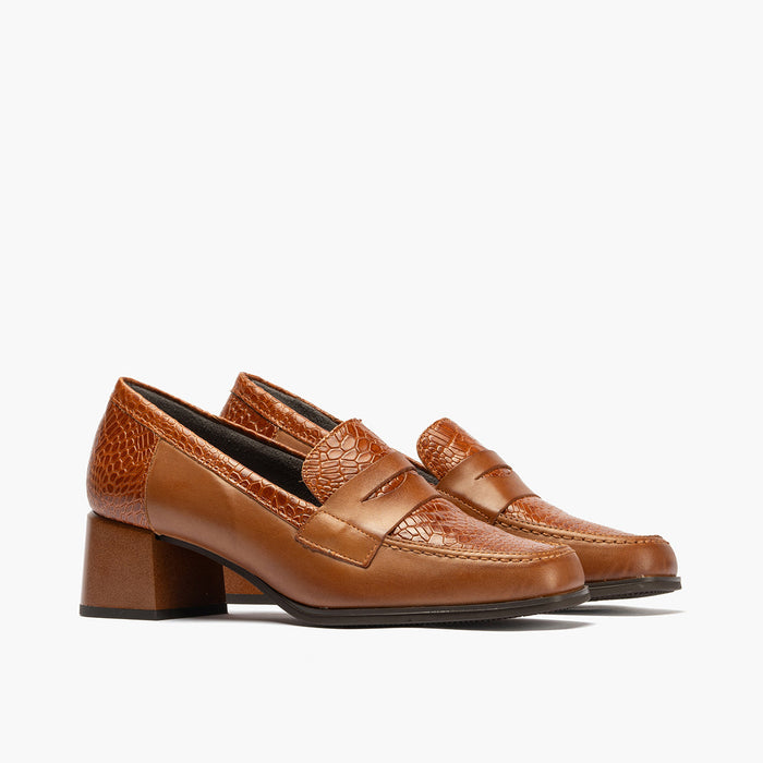 pitillos Mocasín Combinado para mujer color cuero