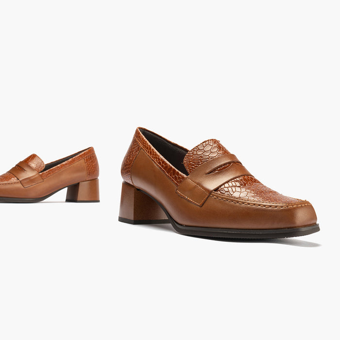 pitillos Mocasín Combinado para mujer color cuero Ahorra y exporta