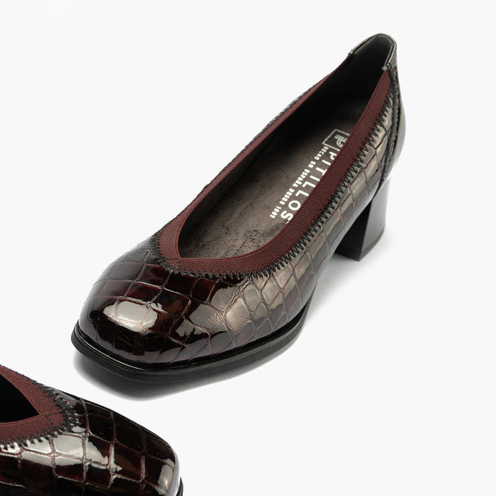 pitillos Zapato de Salón Pico con Elástico para mujer color burdeos Oferta exclusiva