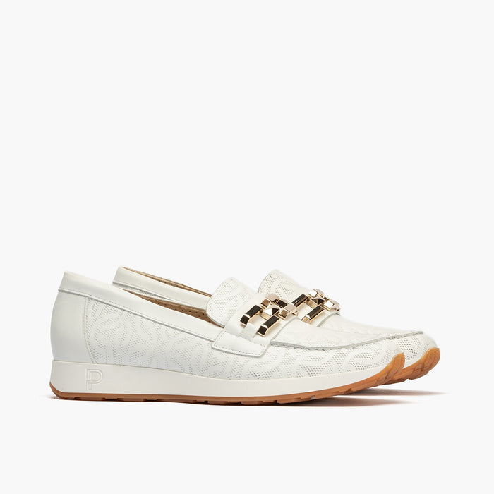 pitillos Mocasines de mujer con adorno cadena metálica BLANCO Gran oferta