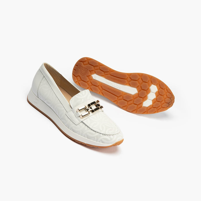 pitillos Mocasines de mujer con adorno cadena metálica BLANCO Gran oferta