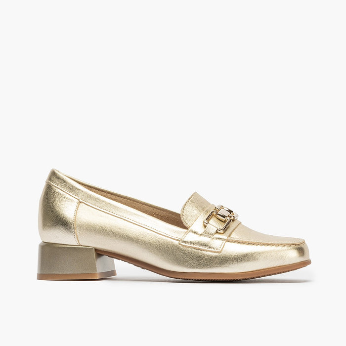pitillos Zapatos de salón de mujer con adorno cadena metálica DORADO Liquidación
