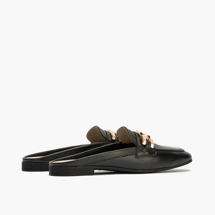 pitillos Mocasines de mujer zueco estilo mule con adorno y tacón bajo NEGRO Últimos 3 días