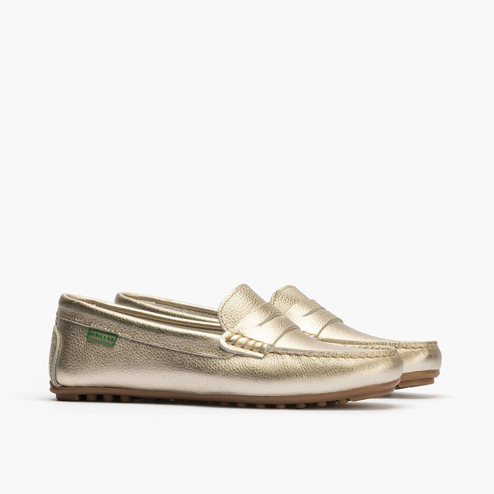 pitillos Mocasines de mujer en ante con antifaz y suela de goma DORADO COMPRAR AHORA