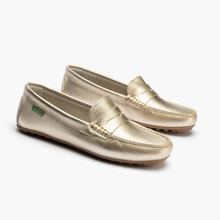 pitillos Mocasines de mujer en ante con antifaz y suela de goma DORADO COMPRAR AHORA