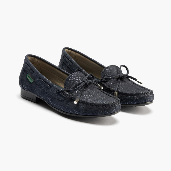 pitillos Mocasines de mujer con adorno de lazo y tacón AZUL Oferta especial de fábrica