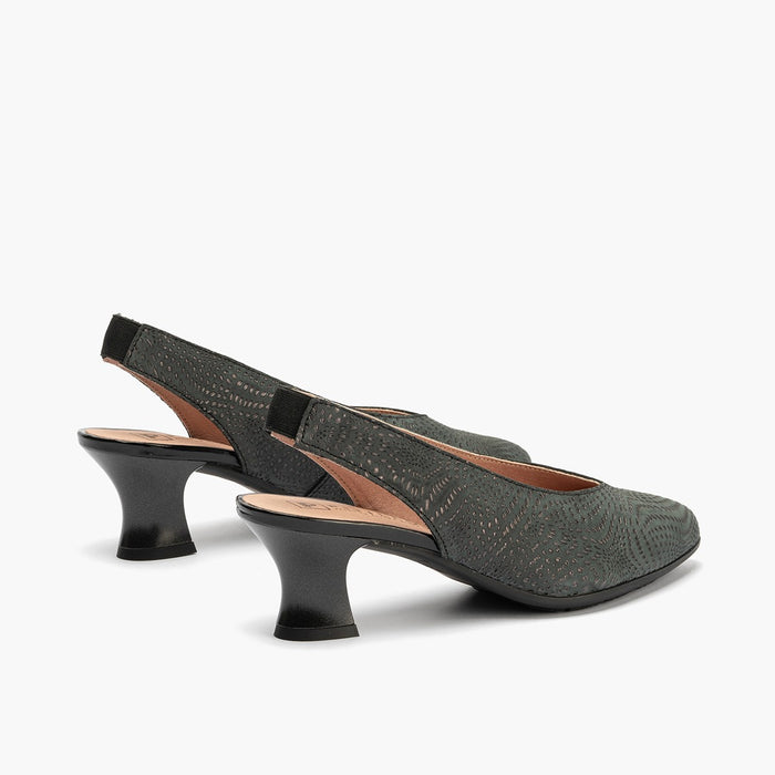 pitillos Zapatos de salón de mujer destalonado en piel y tacón embudo NEGRO Superdescuento