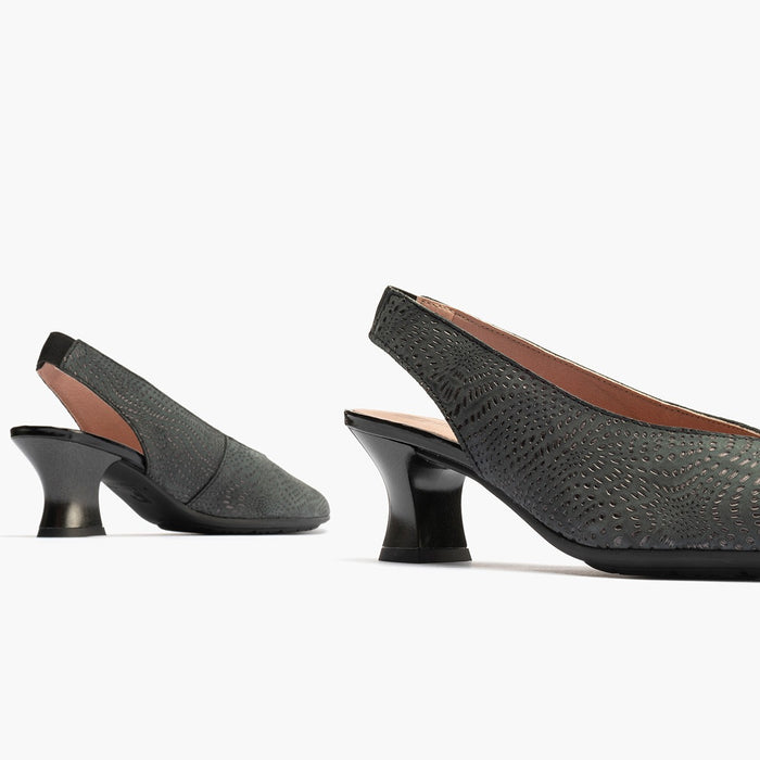 pitillos Zapatos de salón de mujer destalonado en piel y tacón embudo NEGRO Superdescuento