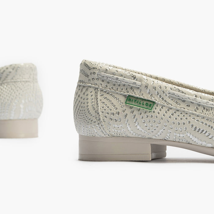 pitillos Mocasines de mujer con adorno de lazo y tacón PLATA Envío internacional gratuito