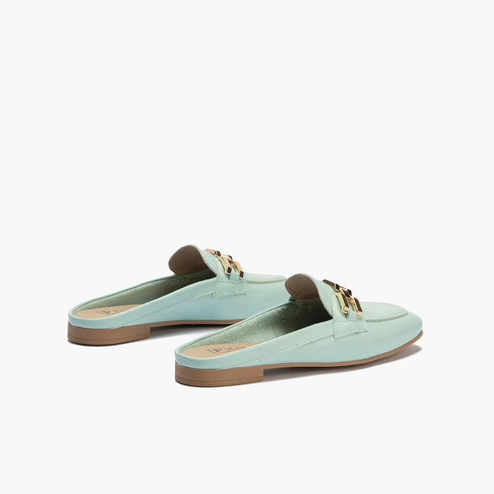 pitillos Mocasines de mujer zueco estilo mule con adorno y tacón bajo AZUL Ahorra y exporta
