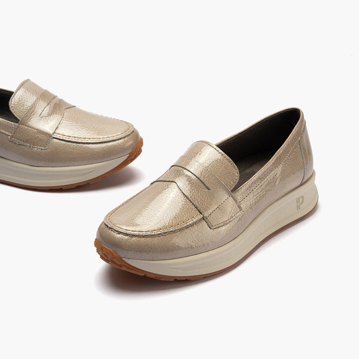 pitillos Mocasín Charol para mujer color piedra Descuentos del mes